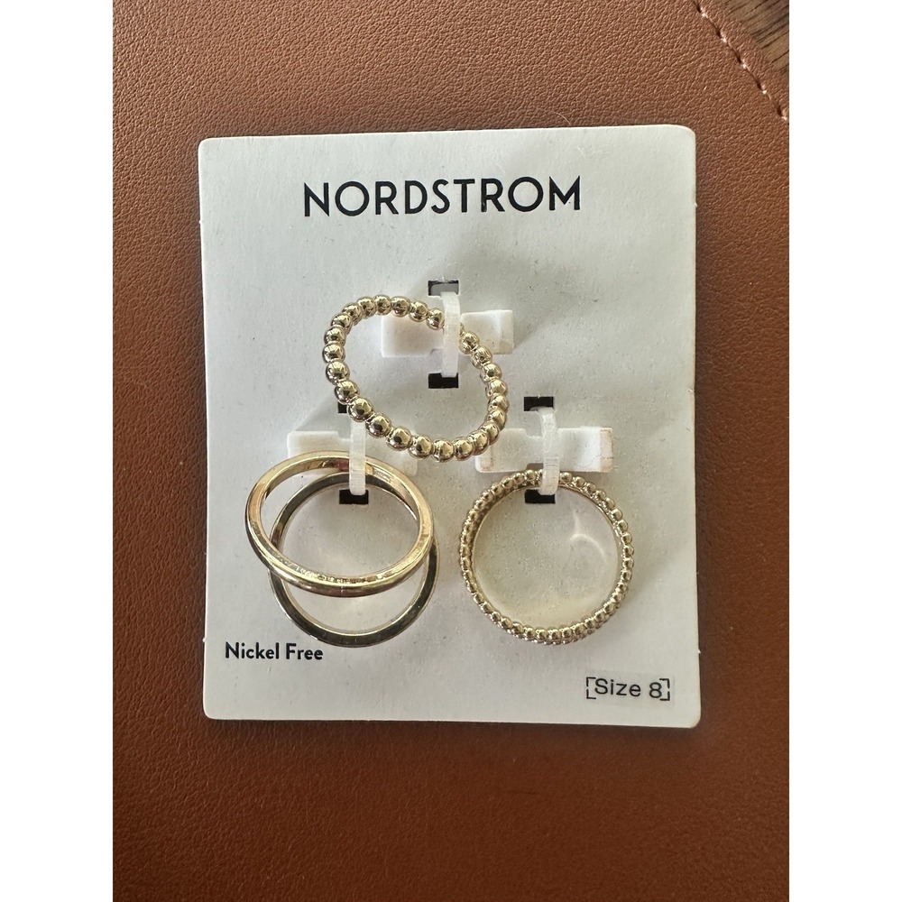 Nordstrom Gold Tone Stacking Ring Set New Size 8